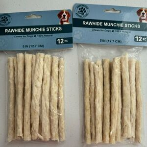 NEW SET OF 2 Rawhide Munchies Sticks For Dogs Chews 12pc per pack (24 Total)